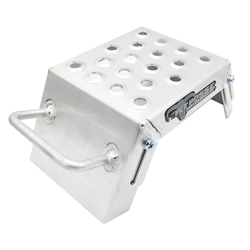 Pit Posse PP2739 Mini Moto Starting Block Aid Pair for Youth Riders - Made in USA - MX Offroad Motorcycle Step Block Risers - Adjustable 3-9"- Grated for Muddy Boots - Motorsport Foot Stool (Silver) - Image 5